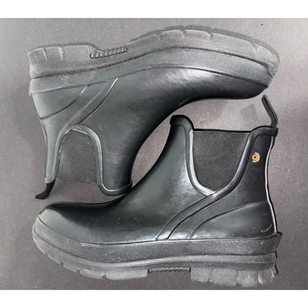 BOGS Amelia Rain Boots Ankle Womens Size 8 Black Slip On Waterproof 78900-001